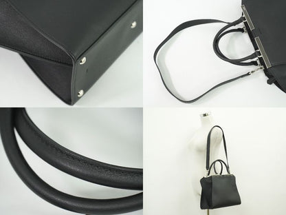 Authentic Fendi Trois Jour 2WAY Shoulder Bag Handbag Leather Black 8bh279 Bag