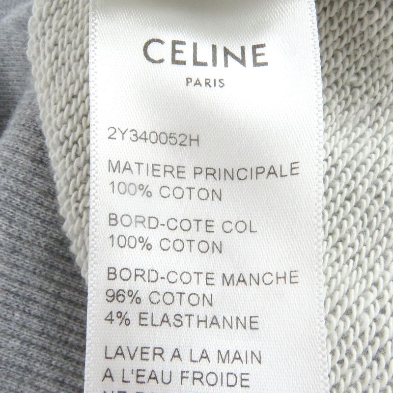 Celine 2y340052h Sleeve Chamois Pattern Studded Docking Design Sweatshirt Grey