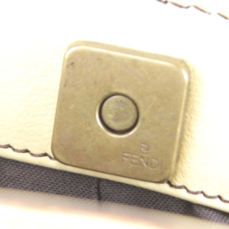 Fendi One Shoulder Bag Handbag Leather Yellow Gathered