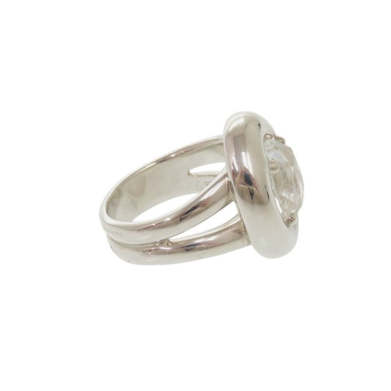 Hermes Vintage Gaucho Silver 925 White Topaz #17 Silver Ring 0267 Hermes