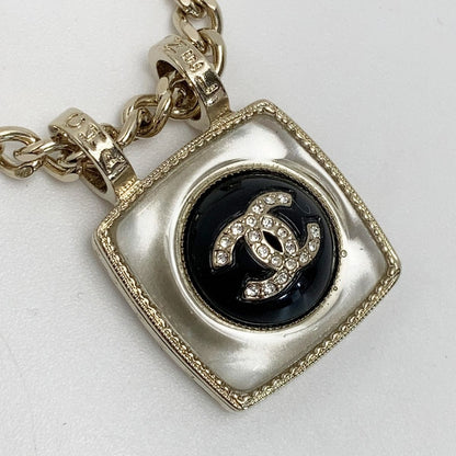 Chanel Cocomark Lip Charm Necklace A22/c Gold Metal Rhinestone Long Necklace