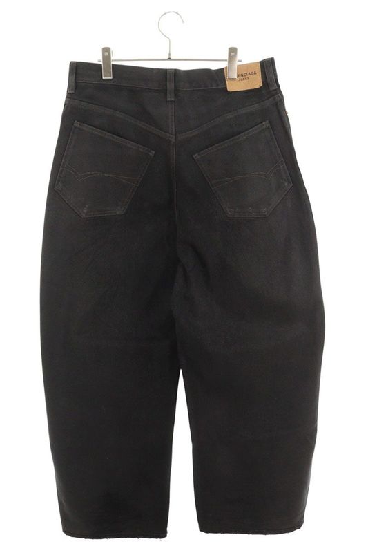 Balenciaga 719341 Tnw62 Damaged Coated Baggy Denim Pants Men's XS