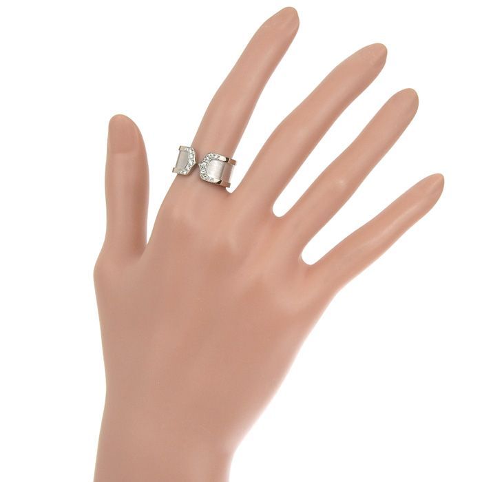 Cartier C2 Diamond Ring 18K White Gold 750 White Gold Diamond #55 Size 15