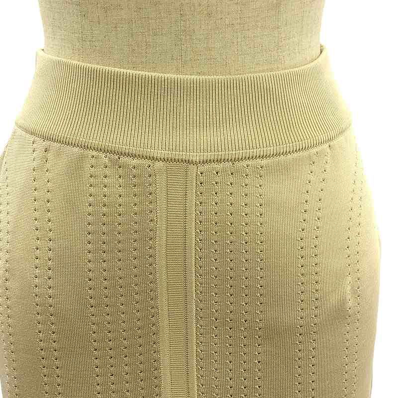 Hermes Brid De Gala Silk Perforated Knit Skirt - 36 - Beige - Women's