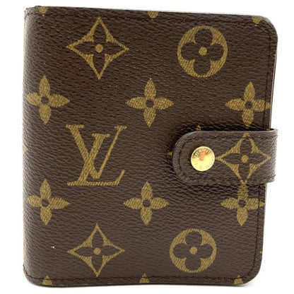 Louis Vuitton M61667 Compact Zip Wallet Brown Monogram Bifold Wallet Ladies Men