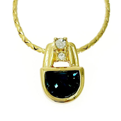 Christian Dior GP Rhinestone Colored Stone Necklace Gold Blue 481146 Necklace