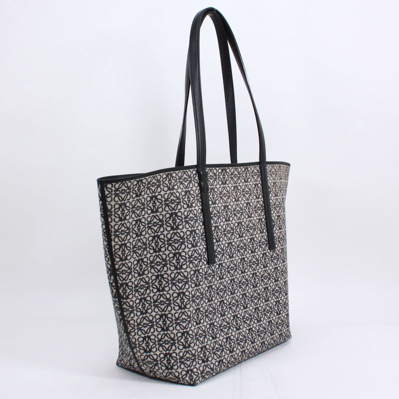 Loewe Leather X Canvas Navy X Black Tote Bag Silver B533z73x08