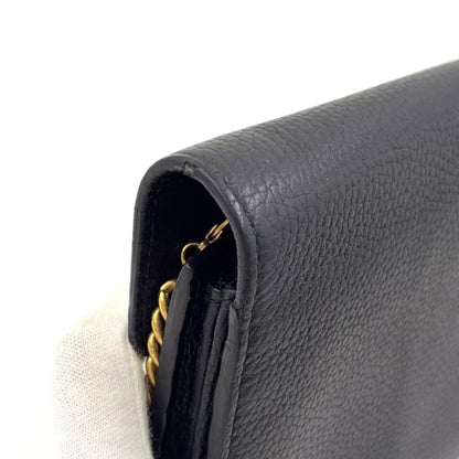 Gucci GG Marmont Chain Shoulder Chain Wallet Leather Black Shoulder Bag Gold