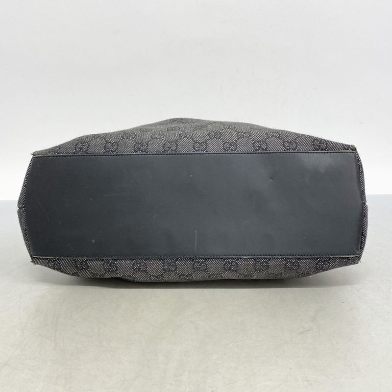 Gucci Handbag Bamboo 92708 Denim Black Gold Hardware Women