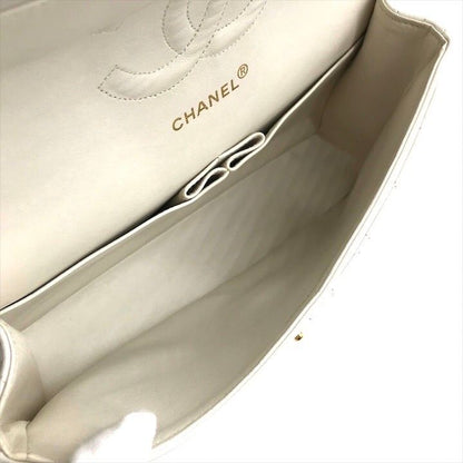 Chanel Lambskin Double Flap Chain Shoulder Bag White