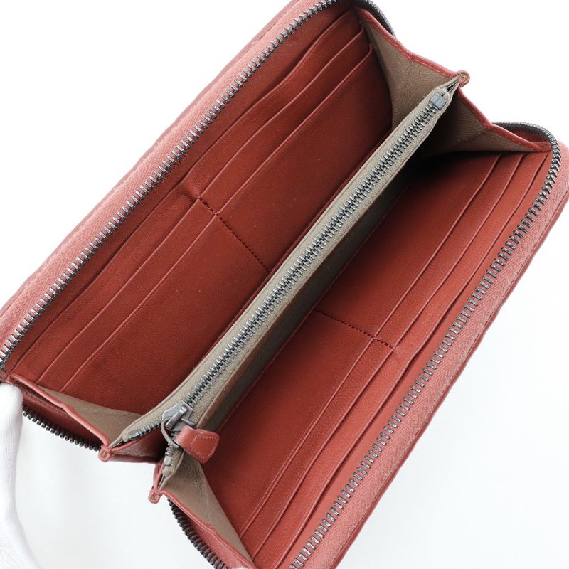 Bottega Veneta Bottega Veneta Round Zipper Intrecciato Lambskin Reddish Brown