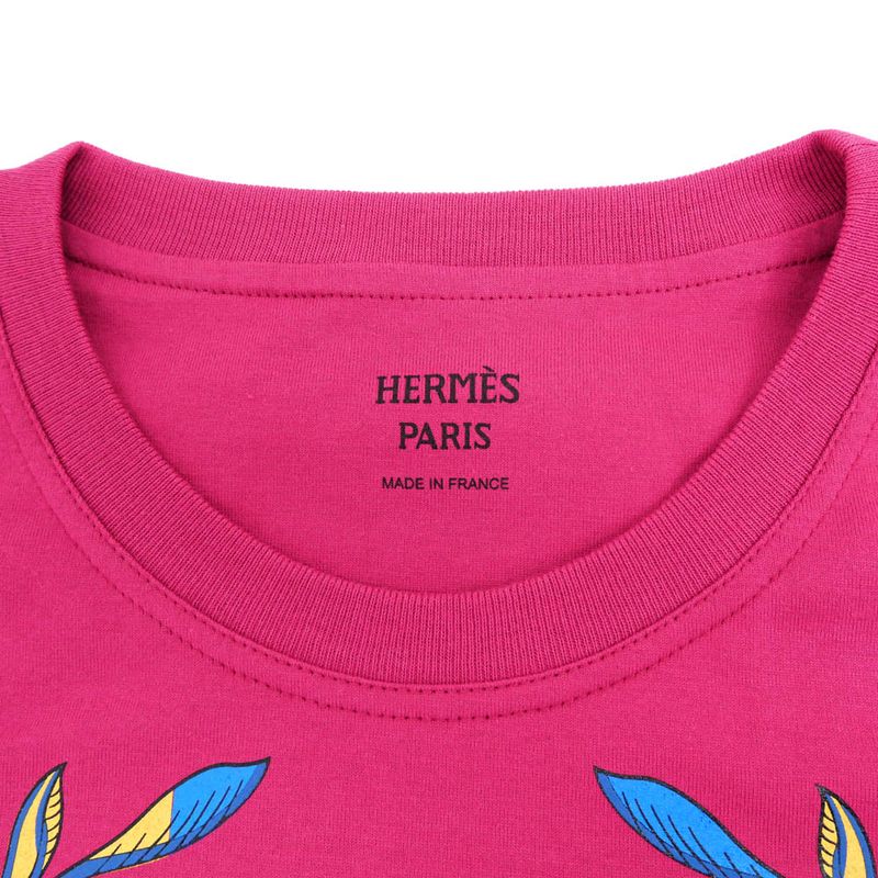 Hermes Short Sleeve T-shirt Della Cavalleria Rouge Magnolia Size 36