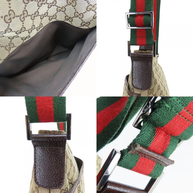 Gucci Shoulder Bag 189751 Shree Line GG Canvas Beige Silver Hardware Crossbody