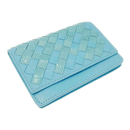 Bottega Veneta Leather Intrecciato Card Case Blue 371638 Card Case
