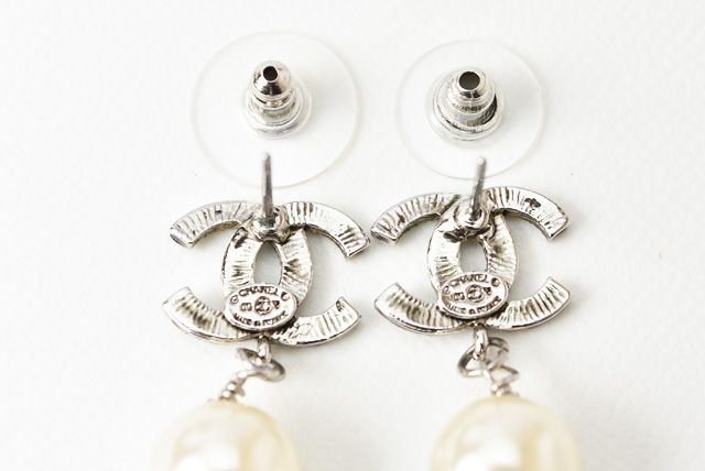 Chanel Earrings Chanel Pearl Motif Coco Mark Silver
