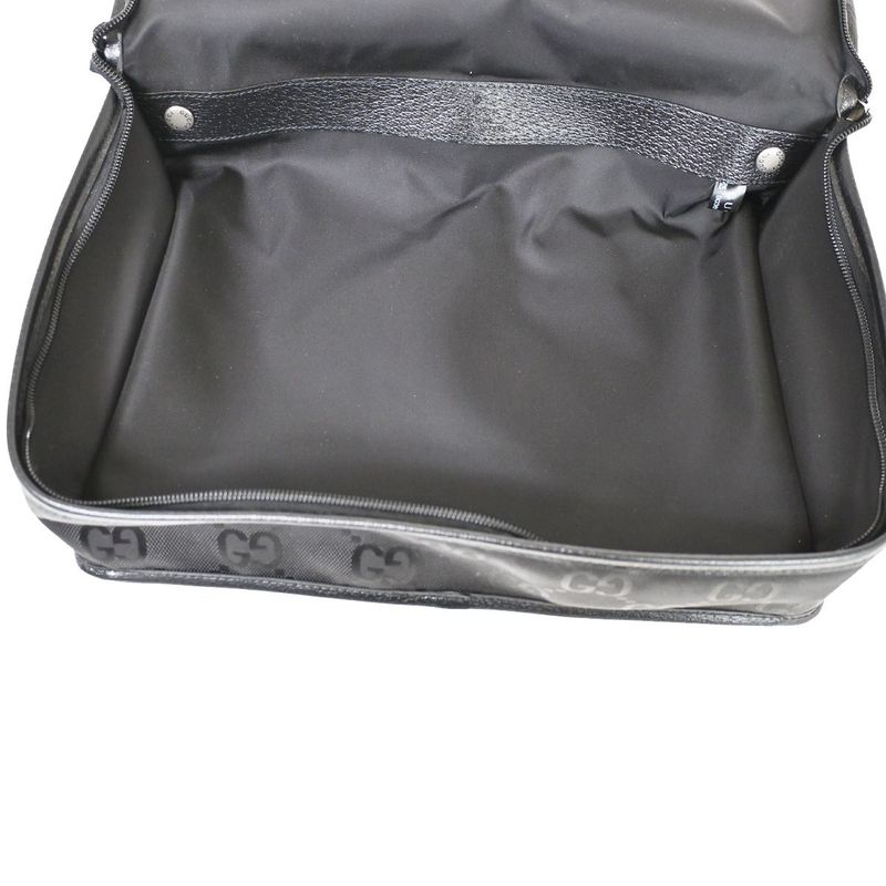 Gucci GG Travel Pouch Clothes Nylon Leather Black 33fa226