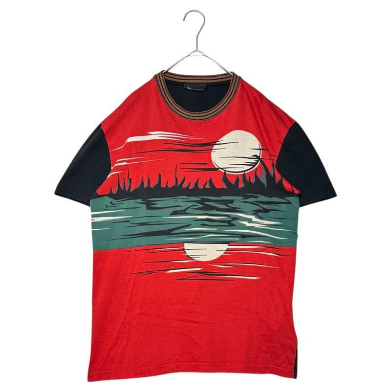Prada 14ss Sunset Multi T-Shirt Sunset Graphic T-Shirt S Red X Black