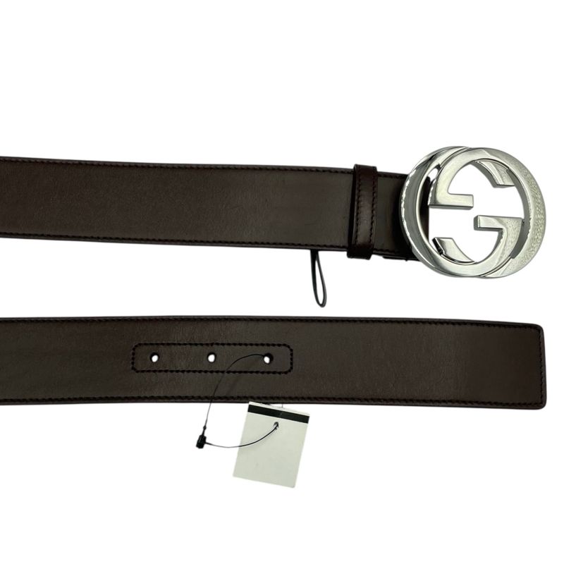 Gucci Belt GG Logo Silver Leather