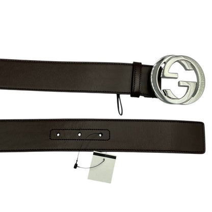 Gucci Belt GG Logo Silver Leather