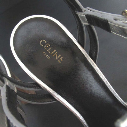 Celine High Heel Ankle Strap Sandals Size 35 Approx 22cm (8.66in) Silver Color