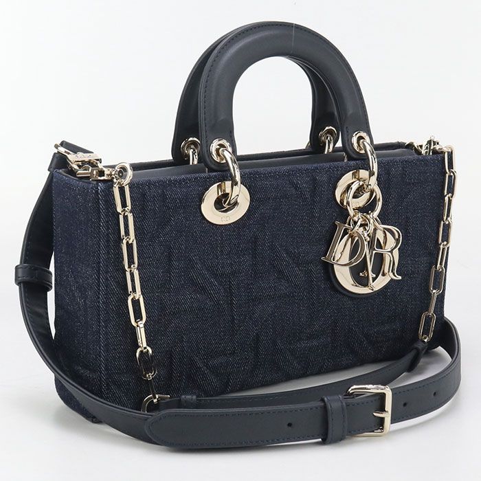 DIOR Medium 2WAY Lady D-joy M0540 Handbag Denim Calf Womens