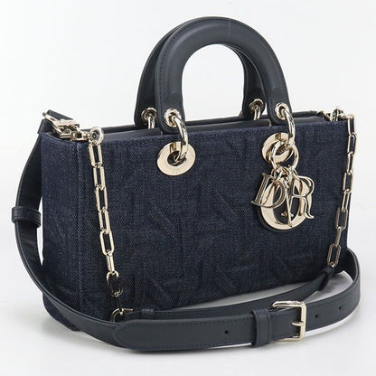DIOR Medium 2WAY Lady D-joy M0540 Handbag Denim Calf Womens