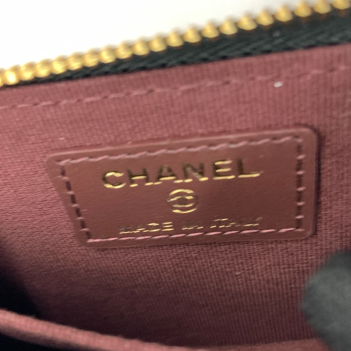 Chanel Matelasse Classic Zip Coin Purse Caviar Skin Coin Case Ap0216 Black