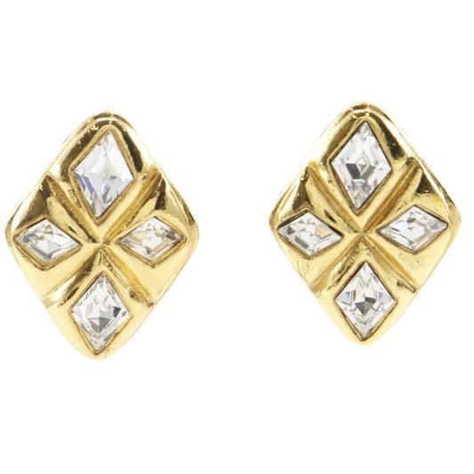 Chanel Bijoux Vintage Gold Plated And Rhinestone Ladies 22.5g Earrings