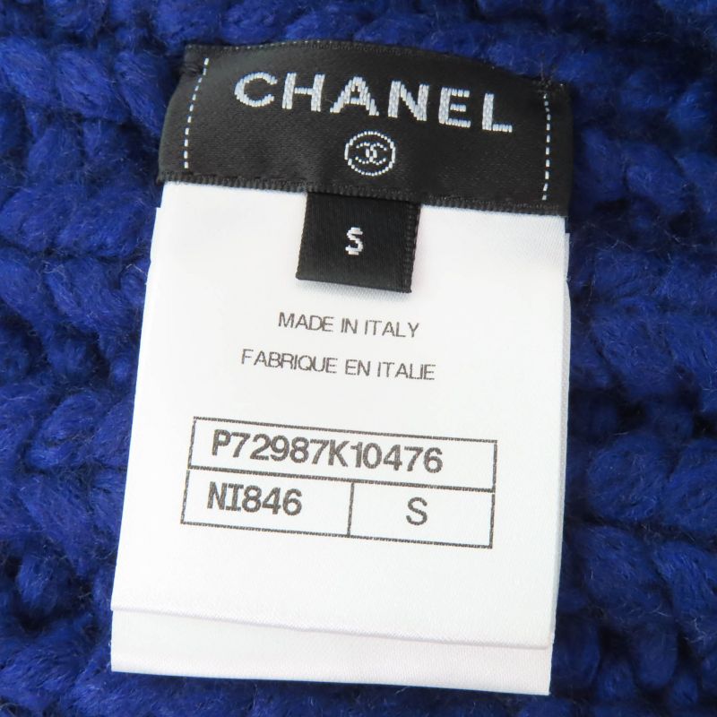 CHANEL P72987k10476 Knit Neck Warmer/arm Warmer 2-piece Set With Coco Mark Blue
