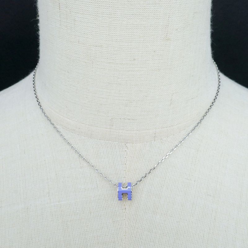 Hermes Necklace Pop Ash Mini Pendant H Lila Silver-color- Accessories-