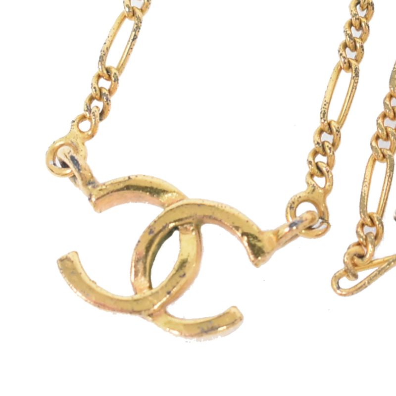 Authentic Chanel Coco Mark Necklace Pendant GP Gold Plated Accessories Jewelry
