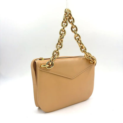 Bottega Veneta Mount Envelope 2WAY Chain Shoulder Leather Beige Handbag Gold