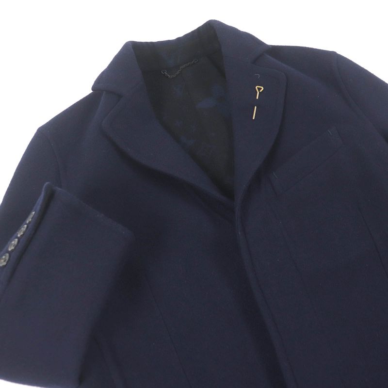 Louis Vuitton 22AW Hjc55e 100% Wool Lining Monogram Chester Coat Navy 44 With