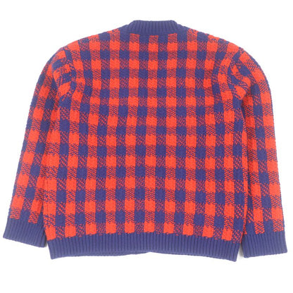 Gucci 23SS 711571 100% Wool Le Plaid Long Sleeve Knit Cardigan Orange Blue L