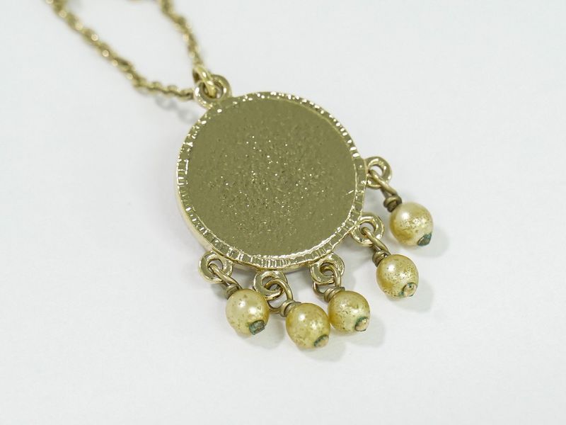 Authentic Chanel Coco Mark Flower Faux Pearl Necklace Pendant GP Gold Plated