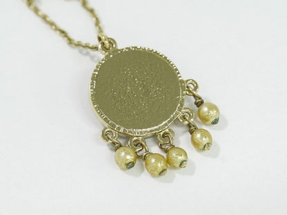 Authentic Chanel Coco Mark Flower Faux Pearl Necklace Pendant GP Gold Plated