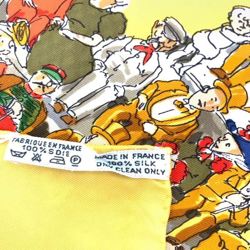 Hermes Carre 90 Cirque Molier Circus Yellow Scarf 100% Silk