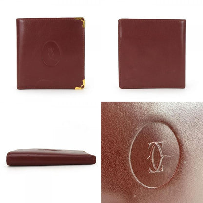 Cartier Bifold Wallet Must Line Calf Bordeaux Gold Hardware With Coin Purse