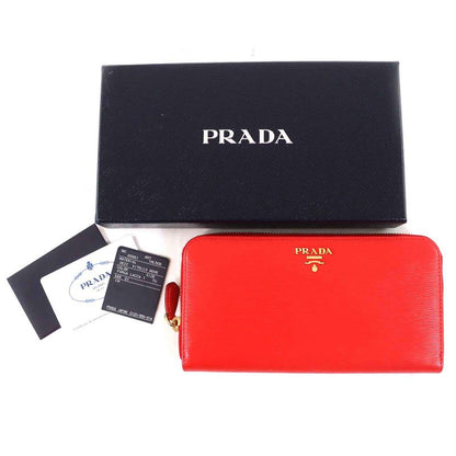 Prada 1ml506 Vitello MOVE Logo Hardware Round Zipper Leather Long Wallet Long