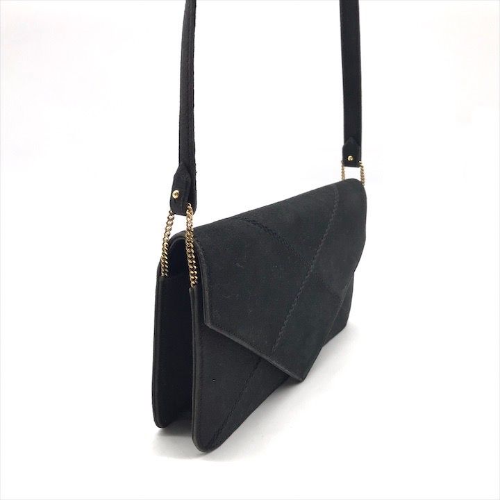 Hermes Dobris Suede 2-Way Shoulder Clutch Black