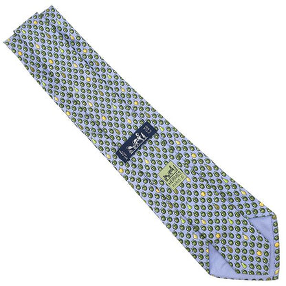 Hermes Necktie Apple Fruit 9cm (3.54in) Silk Blue and Green Blue Light Blue All