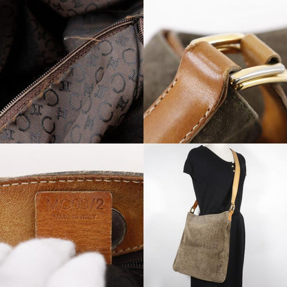 Celine C Macadam Suede Brown Women's Shoulder Bag