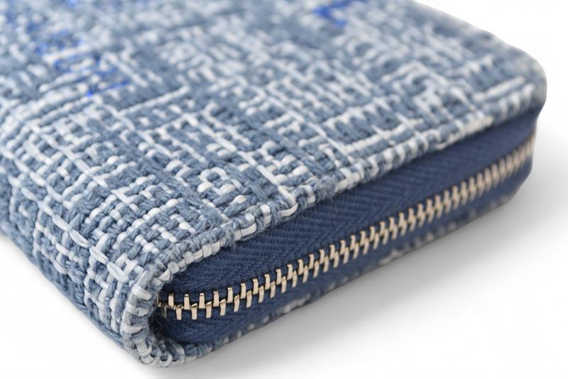 Chanel Wallet Fold Chanel Wallet A81973 Coco Mark Deauville Blue Tweed