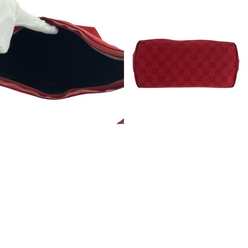 Gucci Red Silver Hardware GG Canvas 000 0602 Shoulder Bag Shoulder Women 504651