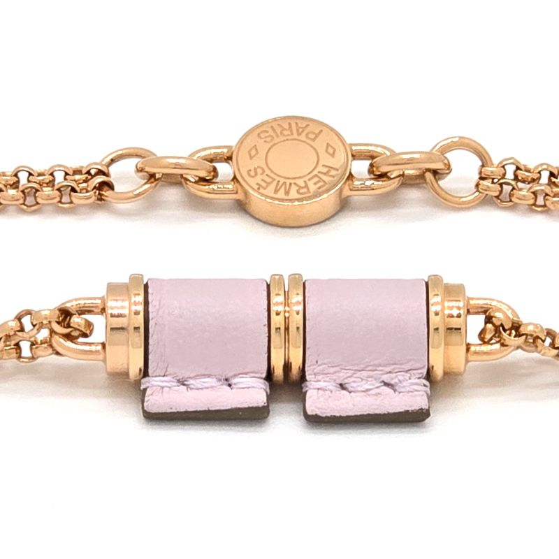 Hermes Charnières PM Necklace Swift Leather Gold Color Metal Neck Circumference