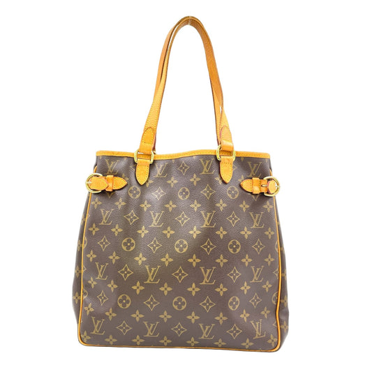 Louis Vuitton Batignolles Vertical Monogram Leather Brown Tote Gold