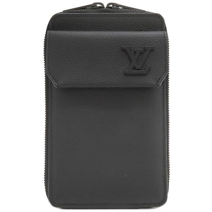 Louis Vuitton Shoulder Bag LV Aerogram Phone Pouch Grain Leather Black Matte