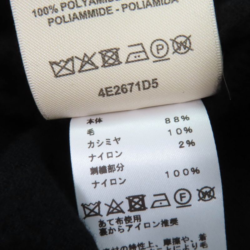 Hermes 24SS 4e2671d5 Wool Cashmere Embroidered Design Long Sleeve Knit Black 38