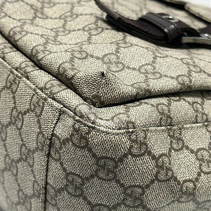 Gucci GG Plus GG Supreme 141196 Ivory And Dark Brown Leather