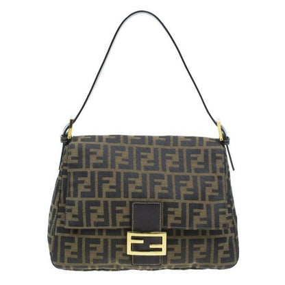 FENDI Mamma Zucca Bucket Baguette Tan Tobacco Flap Bag Purse Shoulder GHW